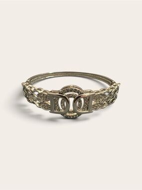 Copper Silver-Tone Interlocking D Bracelet with Crystal Accents